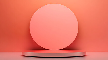 A pink and silver circular stage with a white circle in the middle