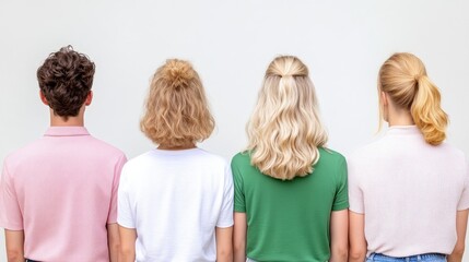 Diverse hairstyles on four people