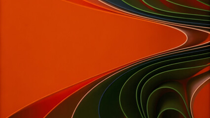 Abstract Swirling Color Curves  Vibrant Orange and Green Hues