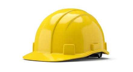 Fototapeta premium Isolated on white, a yellow hard hat, essential safety equipment for construction and industrial work, offers crucial head protection