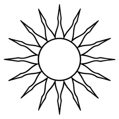 Vector silhouette of a sun with radiating rays in all directions 