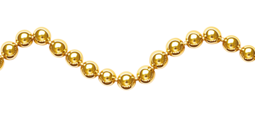 Shiny golden beads isolated on transparent background