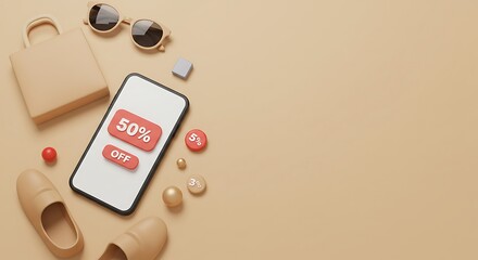 Online Shopping Sale with Phone, Accessories, and Percentage Discounts