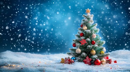 Obraz premium Snowy Christmas Eve: A Festive Winter Wonderland