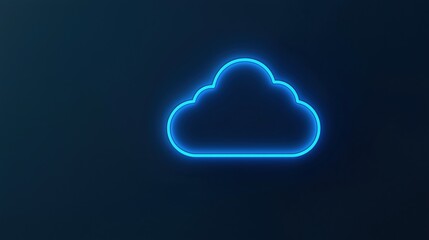A glowing blue cloud icon set against a dark background, representing cloud storage or digital services.