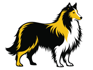 A cute white lassie dog, a vector illustration
