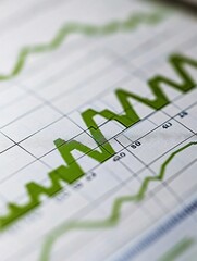 Close-up view of a green line chart showcasing data trends and analysis