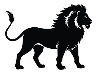 Black stallion silhouette vector illustration of a wild lion