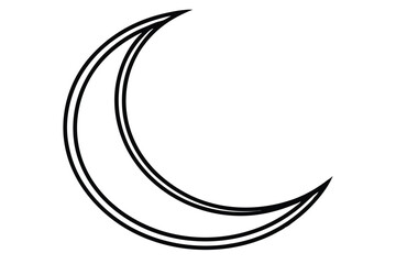 Crescent moon line art vector icon isolated on white background