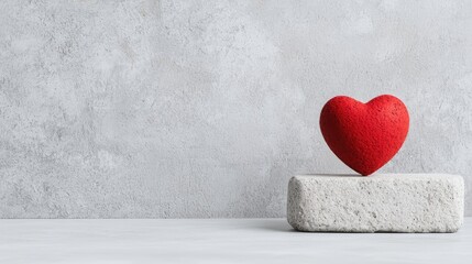 Red heart minimalist design stock photo clean modern health care symbol image