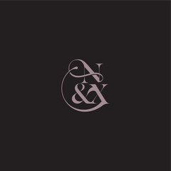 wedding concept monogram elegant and luxury concept NX bold serif initial calligraphy letter