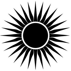 Vector silhouette of a sun with soft rounded rays, creating a gentle burst of light
