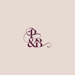 wedding concept monogram elegant and luxury concept PB bold serif initial calligraphy letter