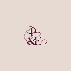wedding concept monogram elegant and luxury concept PE bold serif initial calligraphy letter