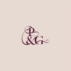 wedding concept monogram elegant and luxury concept PG bold serif initial calligraphy letter