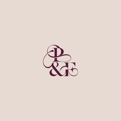 wedding concept monogram elegant and luxury concept PF bold serif initial calligraphy letter