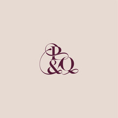 wedding concept monogram elegant and luxury concept PQ bold serif initial calligraphy letter