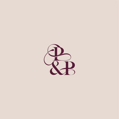 wedding concept monogram elegant and luxury concept PP bold serif initial calligraphy letter