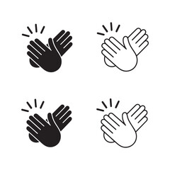 Applause flat and line icons set. Clapping hands symbol.
