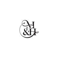 wedding concept monogram elegant and luxury concept MH bold serif initial calligraphy letter