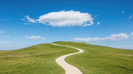Winding road leading to a cloud peaceful nature scene hopeful journey aspirations