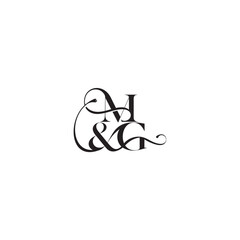 wedding concept monogram elegant and luxury concept MG bold serif initial calligraphy letter