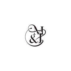 wedding concept monogram elegant and luxury concept MJ bold serif initial calligraphy letter