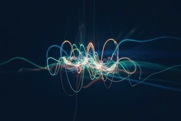 Abstract light trails forming dynamic patterns, representing energy flow, data streams, and digital connectivity on dark backdrop