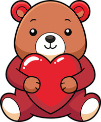 Bear Hugging a Heart Plushie