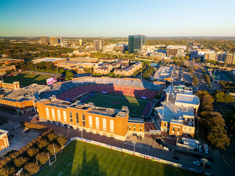 Gerald J. Ford Stadium on the campus of Southern Methodist University, used primarily for games played by the SMU Mustangs football team.