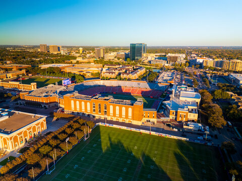 Gerald J. Ford Stadium on the campus of Southern Methodist University, used primarily for games played by the SMU Mustangs football team.