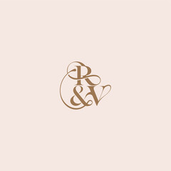 Obraz premium wedding concept monogram elegant and luxury concept RV bold serif initial calligraphy letter
