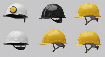 Fototapeta premium A yellow hard hat and safety gloves are essential workwear for head and hand protection in construction