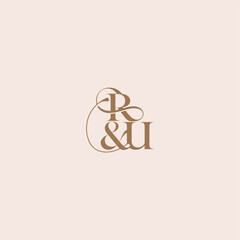 wedding concept monogram elegant and luxury concept RU bold serif initial calligraphy letter