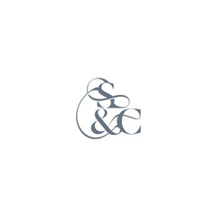 wedding concept monogram elegant and luxury concept SC bold serif initial calligraphy letter