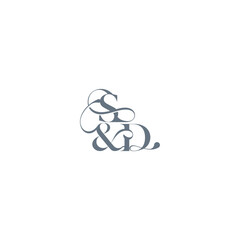Obraz premium wedding concept monogram elegant and luxury concept SD bold serif initial calligraphy letter