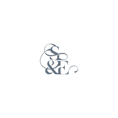 wedding concept monogram elegant and luxury concept SE bold serif initial calligraphy letter