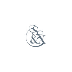 wedding concept monogram elegant and luxury concept SX bold serif initial calligraphy letter