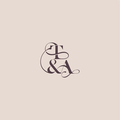 wedding concept monogram elegant and luxury concept TA bold serif initial calligraphy letter
