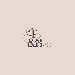 wedding concept monogram elegant and luxury concept TB bold serif initial calligraphy letter