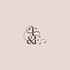 wedding concept monogram elegant and luxury concept TE bold serif initial calligraphy letter