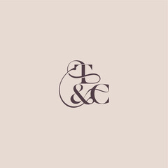 wedding concept monogram elegant and luxury concept TC bold serif initial calligraphy letter