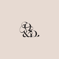 wedding concept monogram elegant and luxury concept QD bold serif initial calligraphy letter