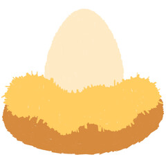 The eggs are placed on a pile of soft straw.