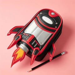 Jetpack pencil pouch &ndash; shaped like a fuel tank with zipper fla