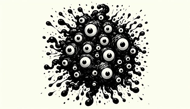 Ink Blob Monster &ndash; A shifting inky creature with multiple blin