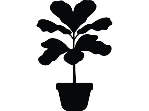black potted plant silhouette on white background clip art preview