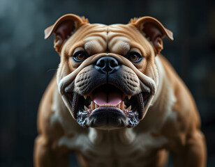 Close Up of Brown Dog with Open Mouth Showing Teeth