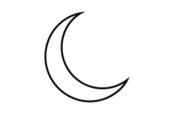 Crescent moon line art vector icon isolated on white background