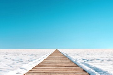 Fototapeta premium A straight road leading towards a horizon, representing reliability and clear connection, serene neutral background
